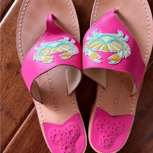 Jack Rogers Pink Embroidered crab Sandals